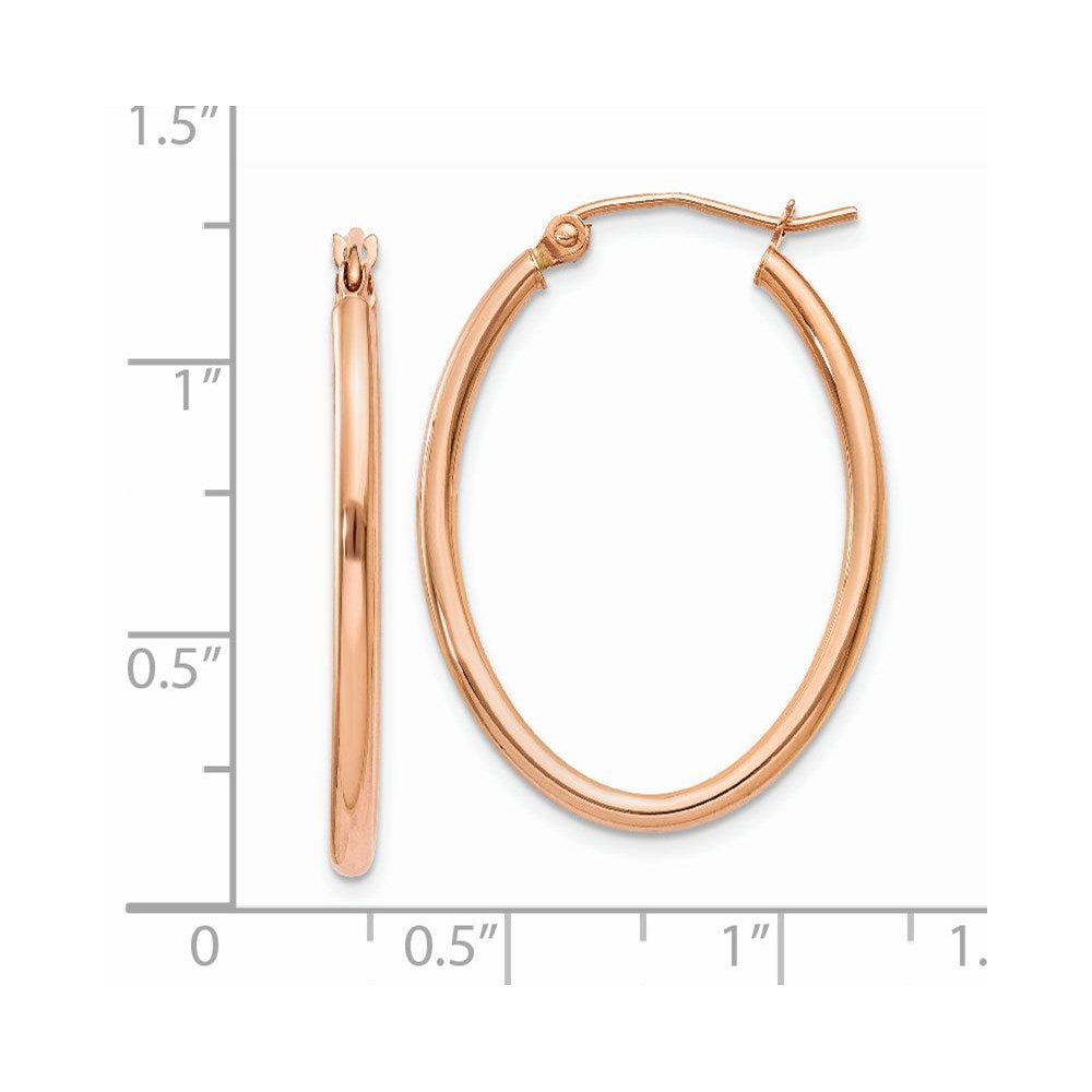 14k Rose Gold Oval Hoop Earrings