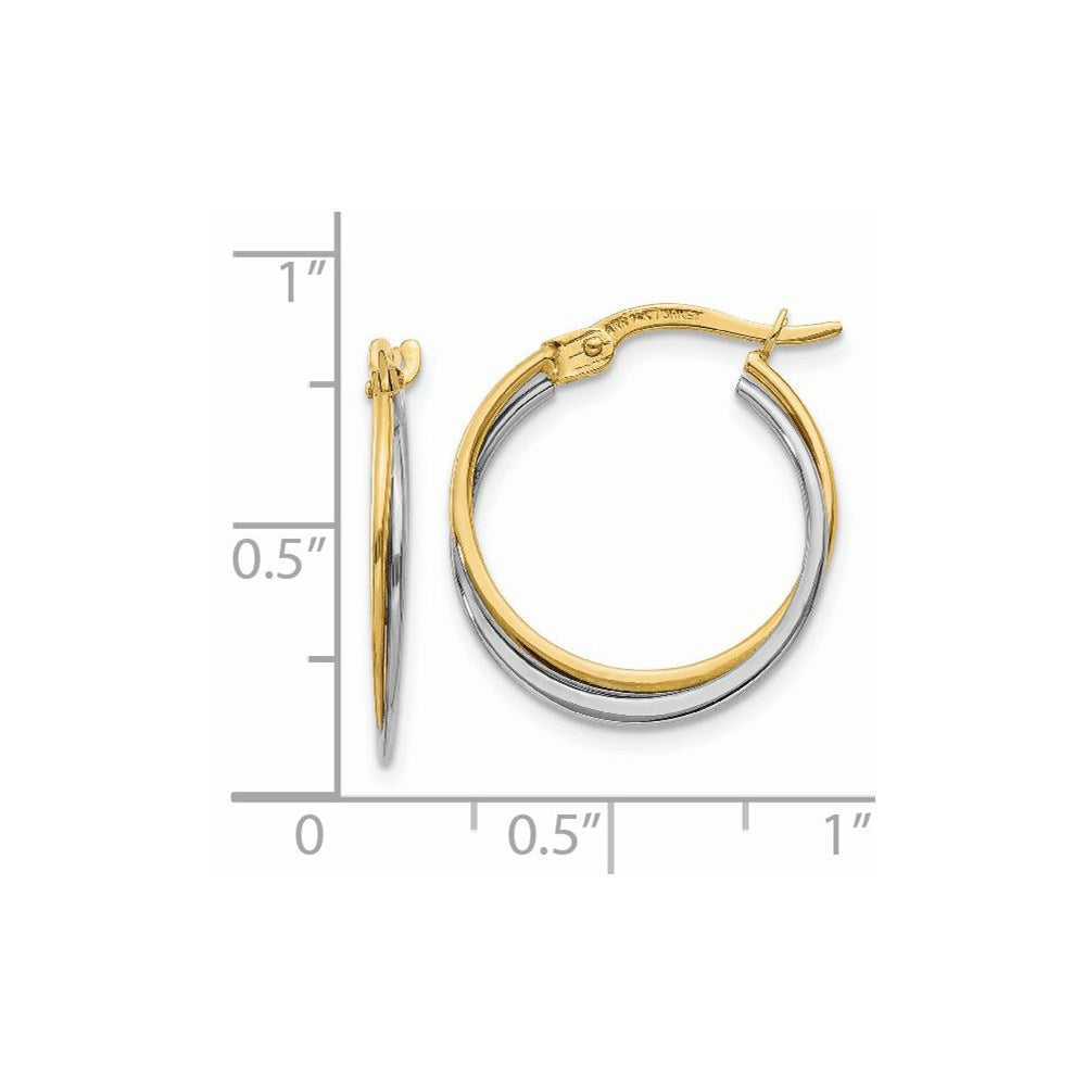 14K Two-Tone Polished Hoop Earrings