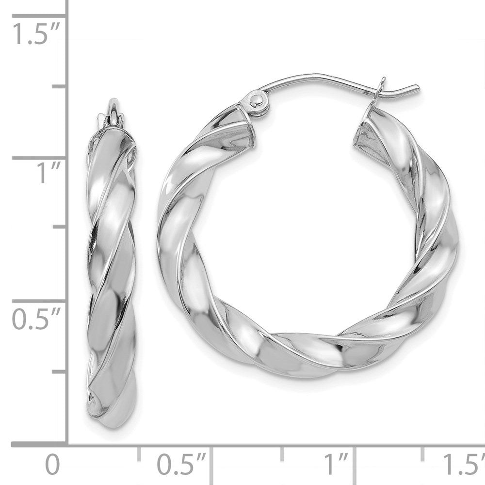 14k White Gold Light Twisted Hoop Earrings