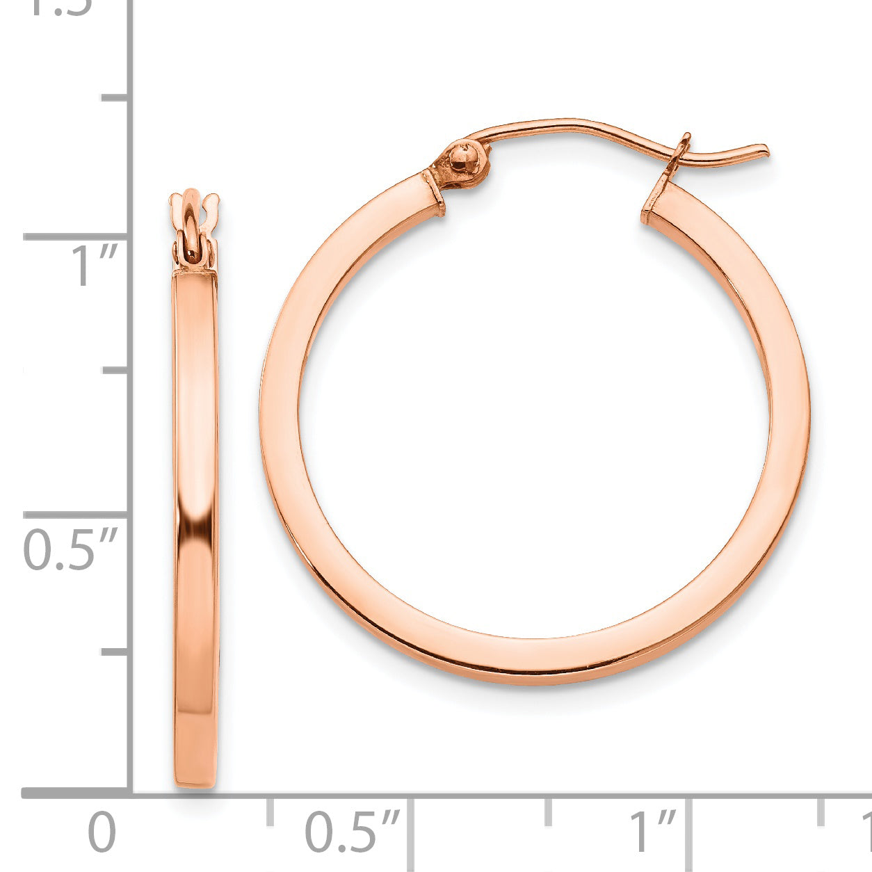 14k Rose Gold Lightweight Square Tube Hoop Earrings