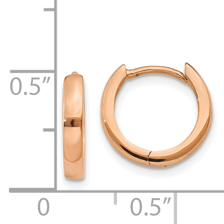 14k Rose Gold Round Hinged Hoop Earrings