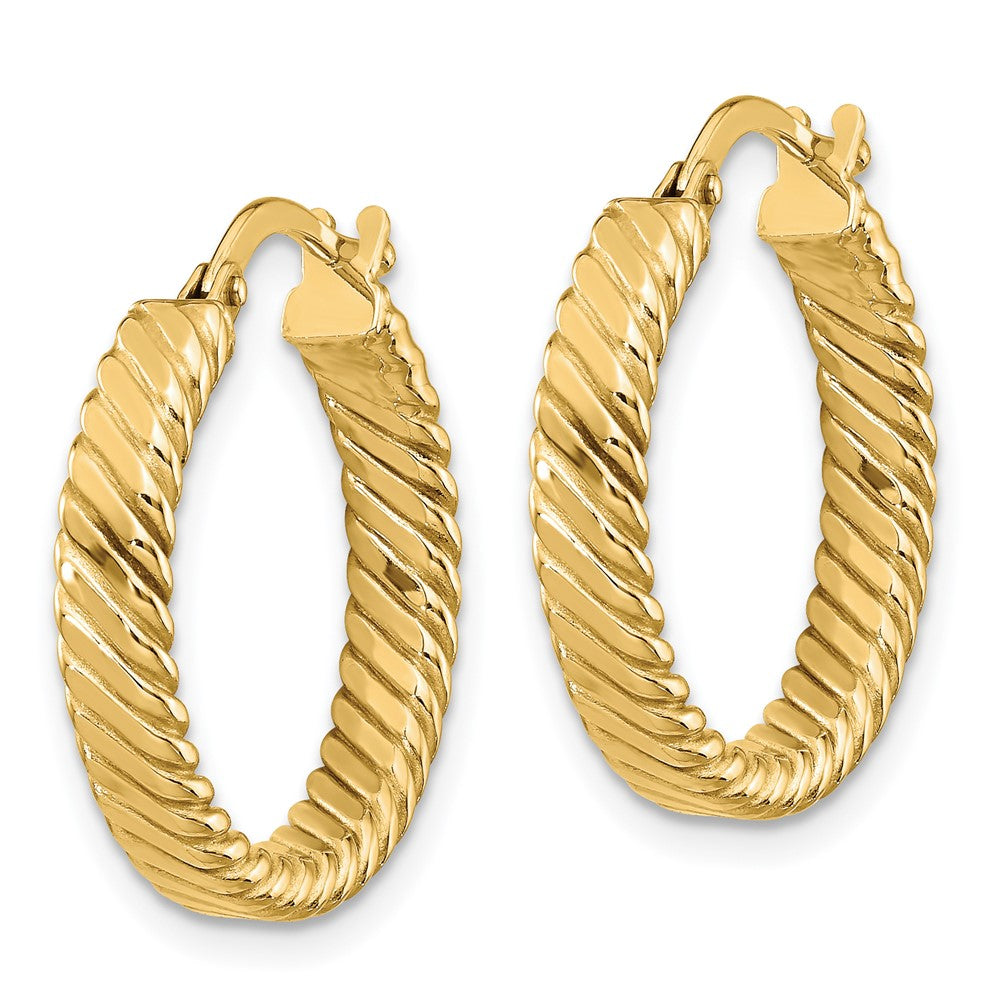 14K Small 3mm Patterned Hoop Earrings