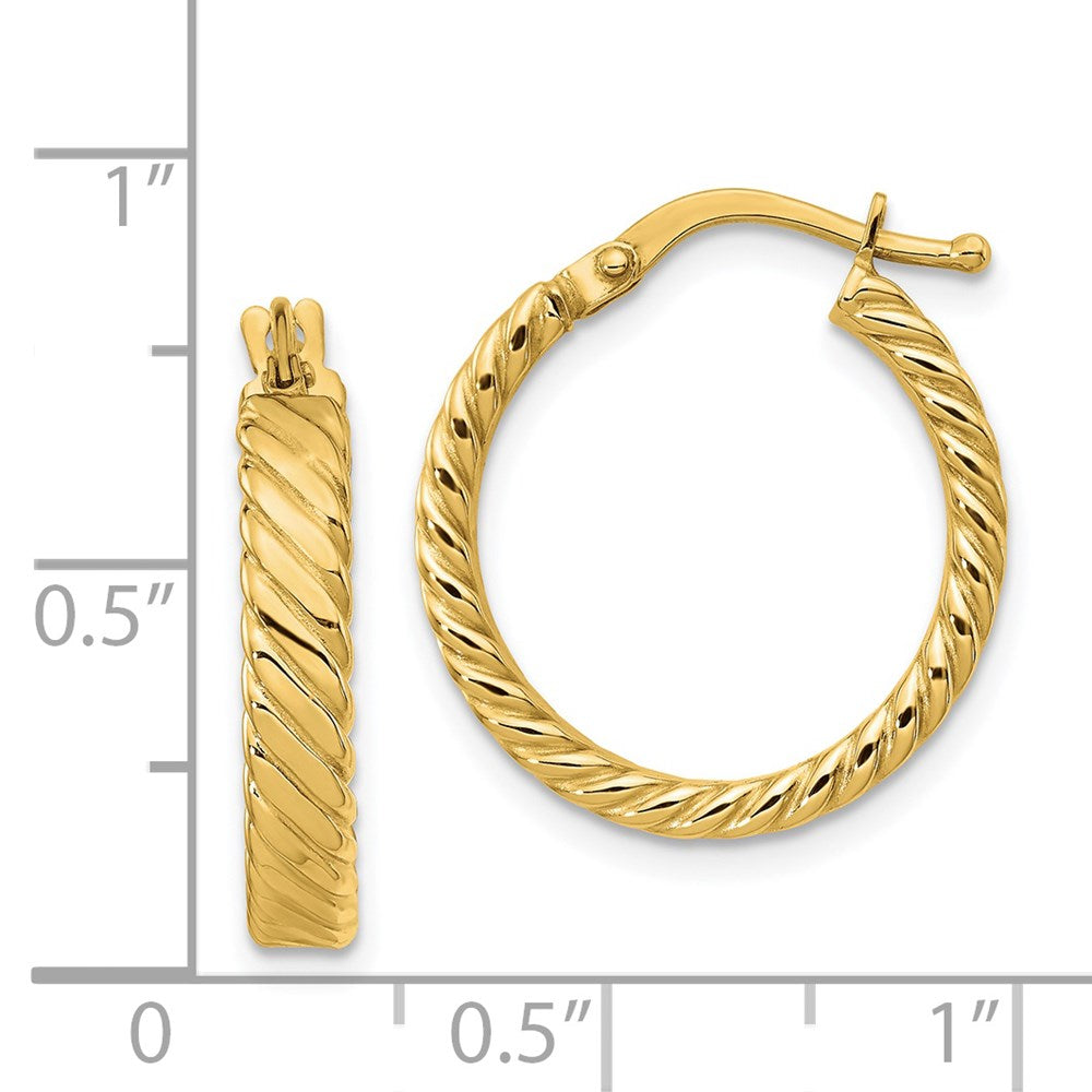 14K Small 3mm Patterned Hoop Earrings
