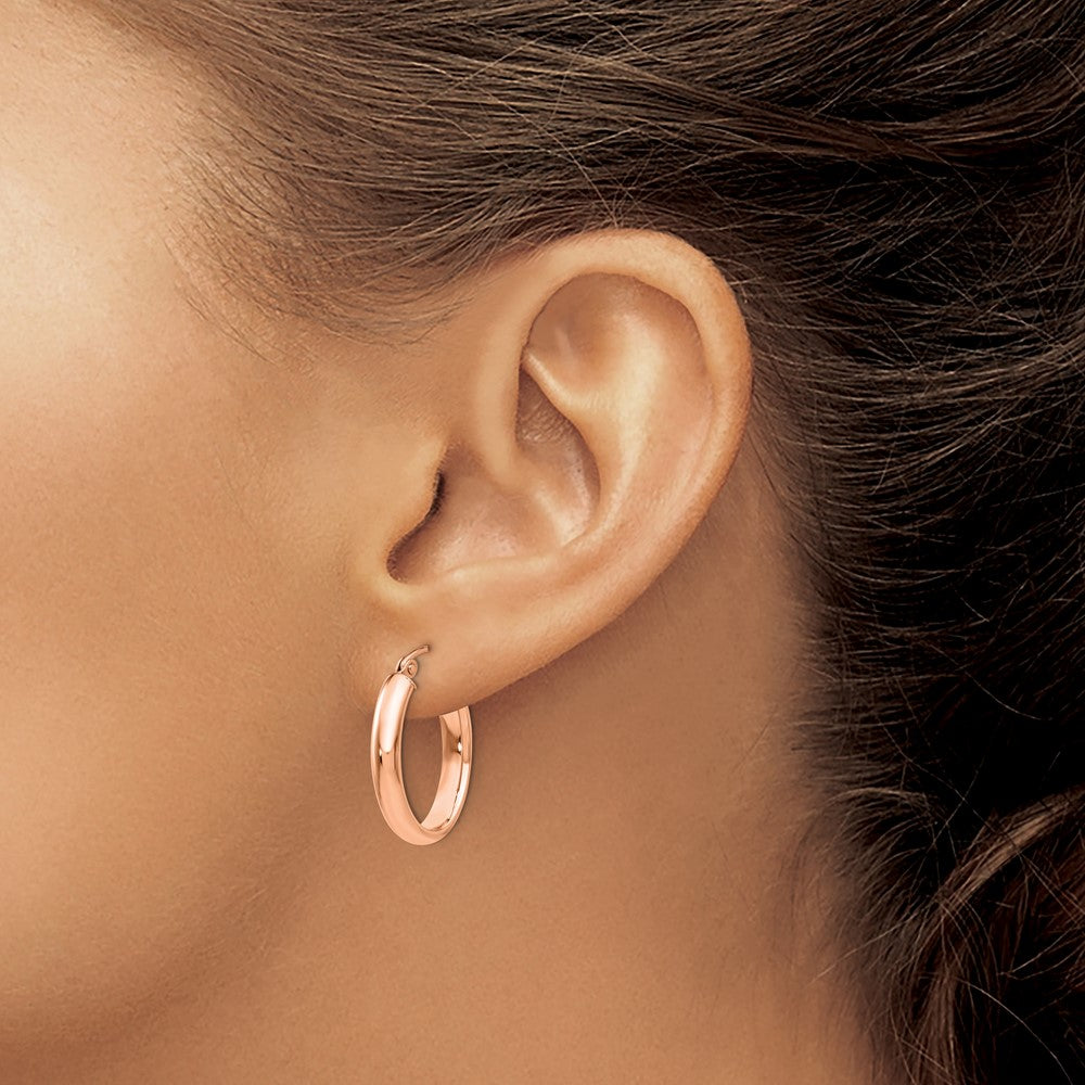 14k Rose Gold Polished Oval Tube Hoop Earrings