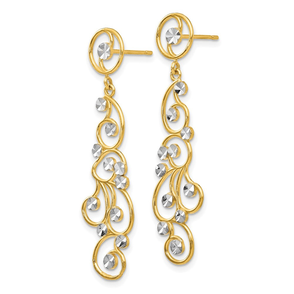 14k and Rhodium Filigree Dangle Earrings