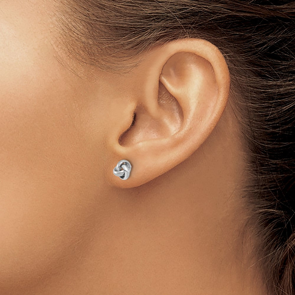 14k White Gold Polished Knot Post Earrings