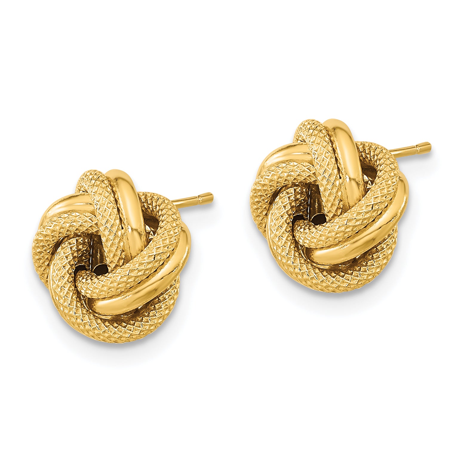 14K Polished Textured Double Love Knot Post Earrings
