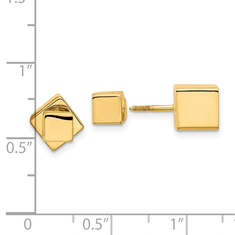 14k 5mm/7mm Cube Front & Back Post Screwback Earrings