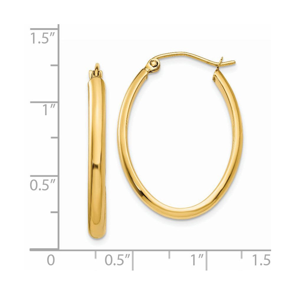 14k 3mm Oval Hoop Earrings