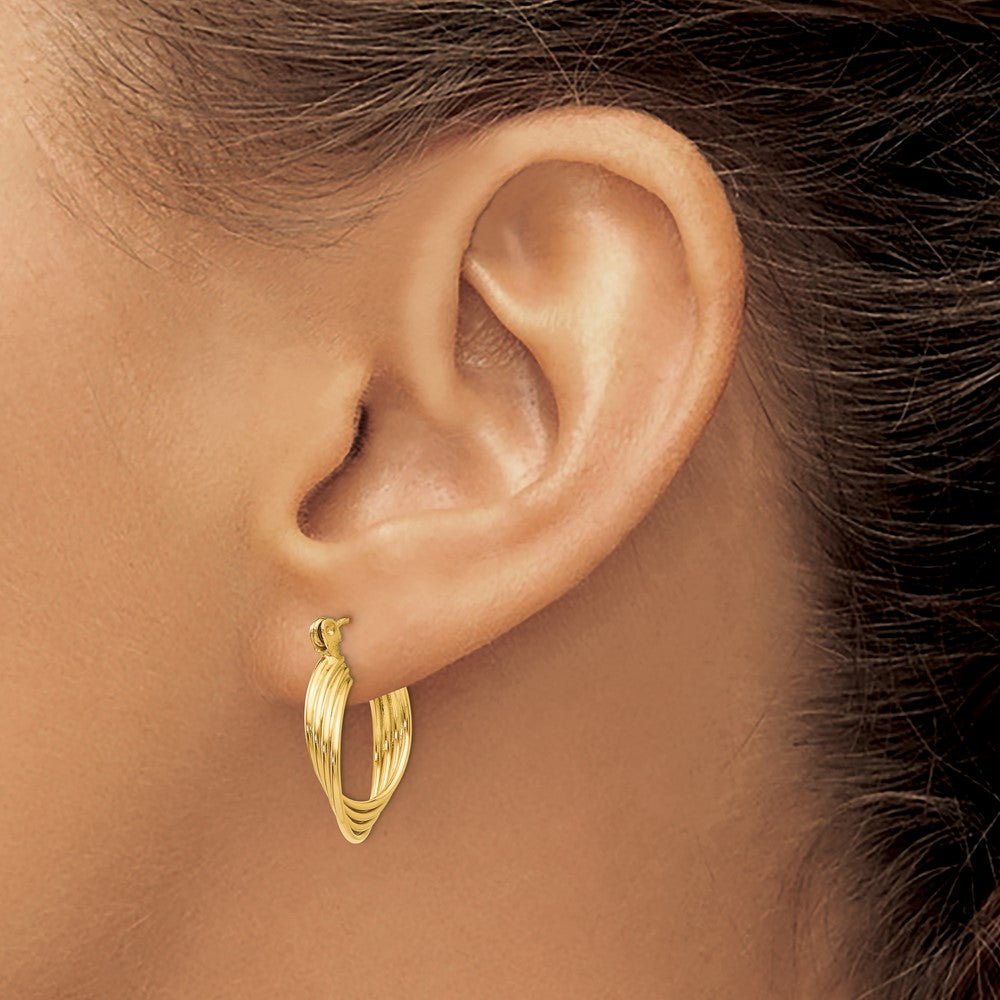 14k Polished Circles Hoop Earrings