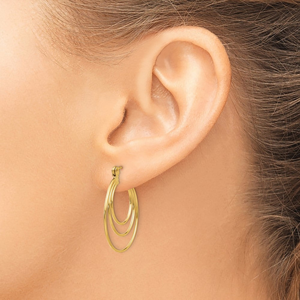 14k Polished Circles Hoop Earrings