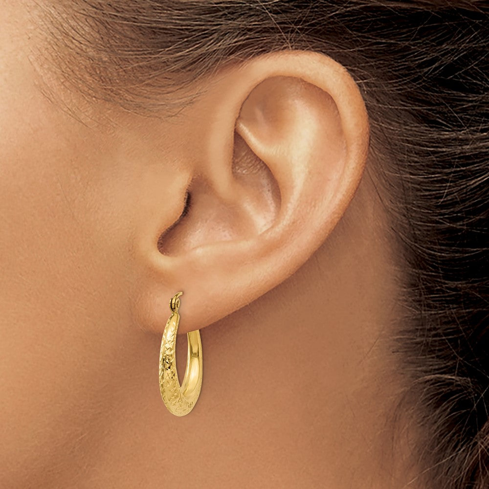 14K Diamond Cut Hollow Hoop Earrings
