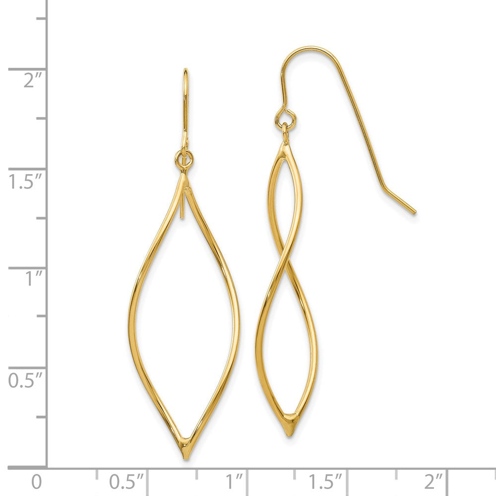 14k Polished Twisted Oblong Dangle Earrings