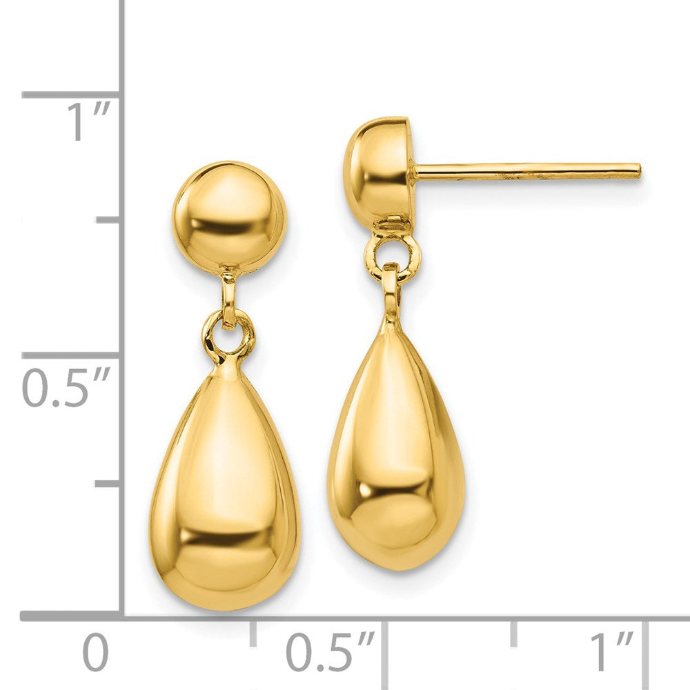 14k Teardrop Hollow Post Dangle Earrings