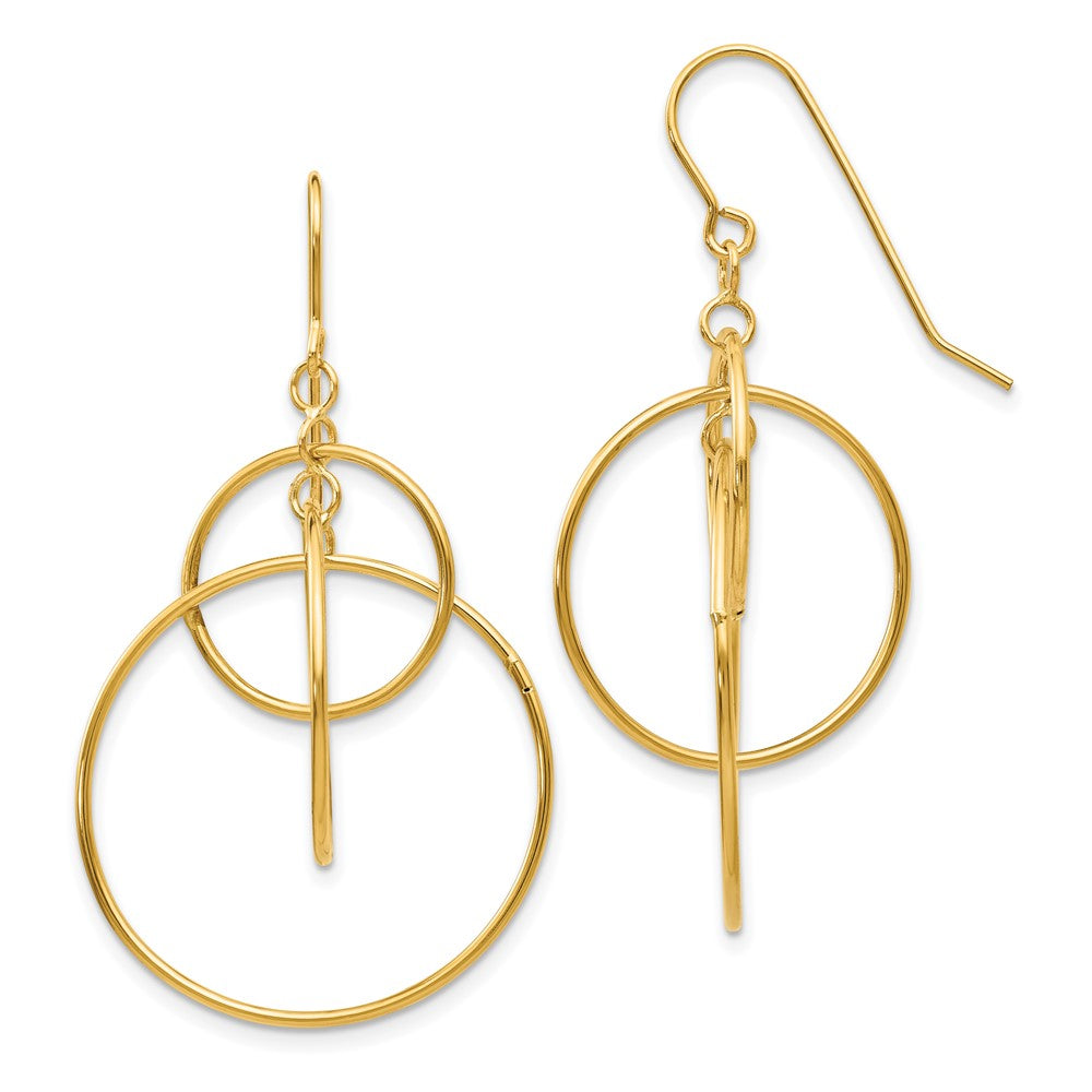 14k Polished Circles Dangle Earrings