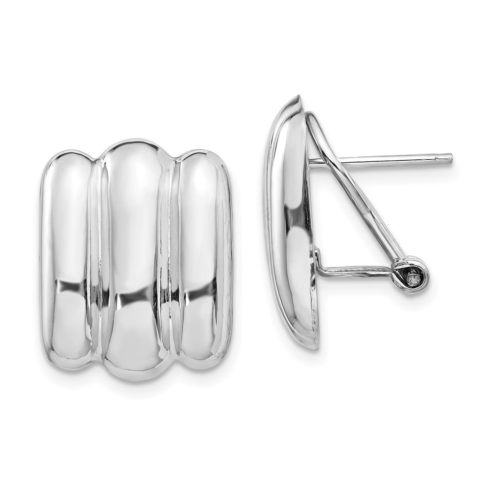 14k White Gold Polished Fancy Omega Back Post Earrings