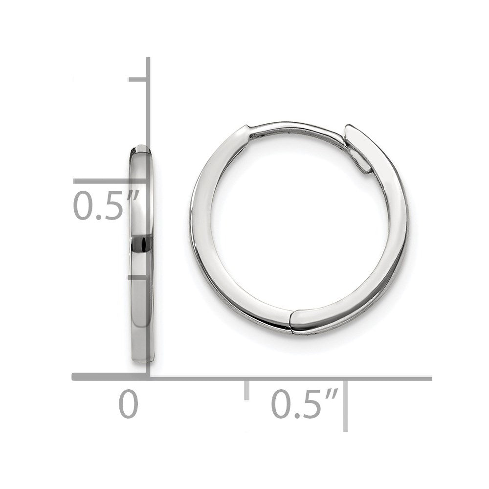 14k White Gold Round Hinged Earrings