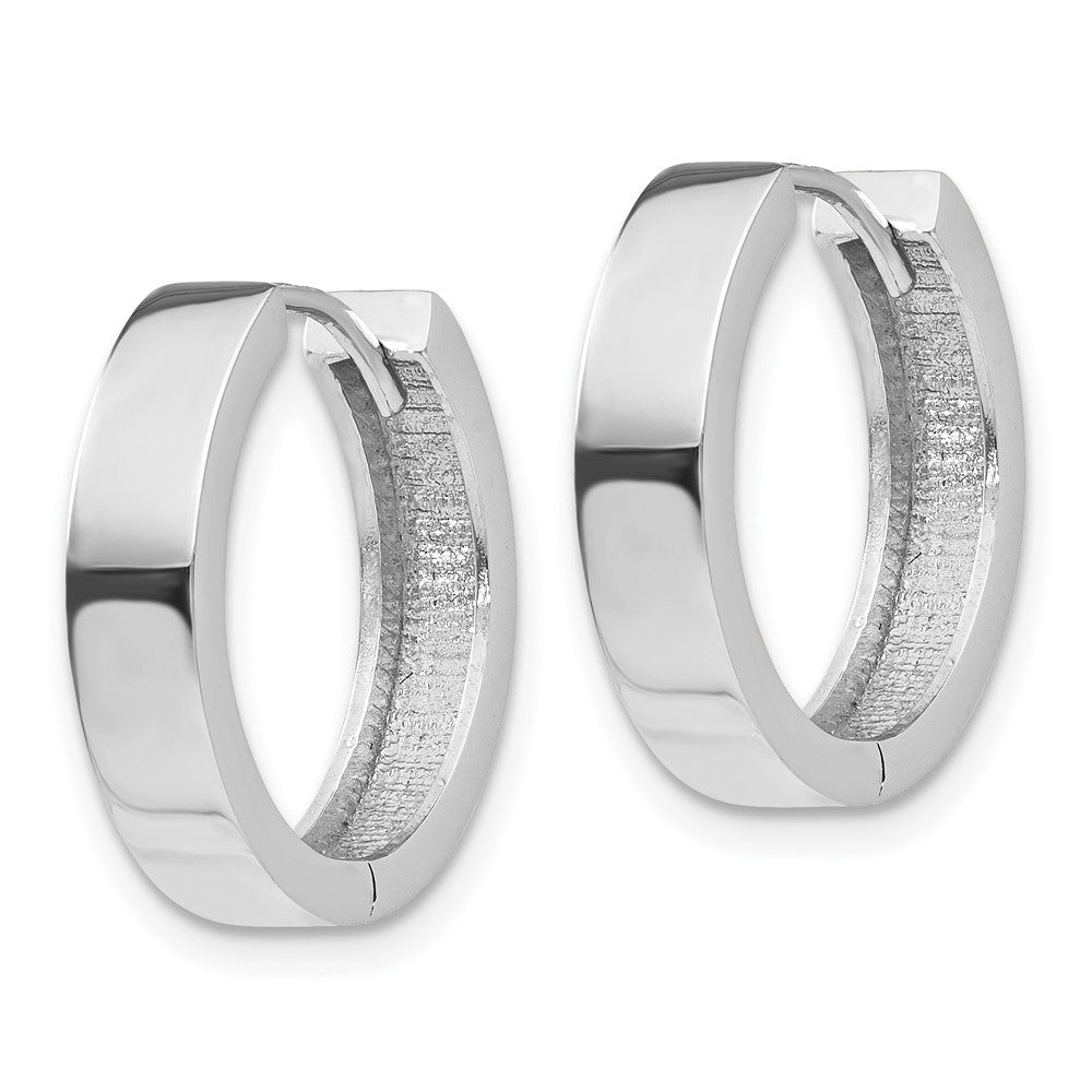 14k White Gold Round Hinged Earrings