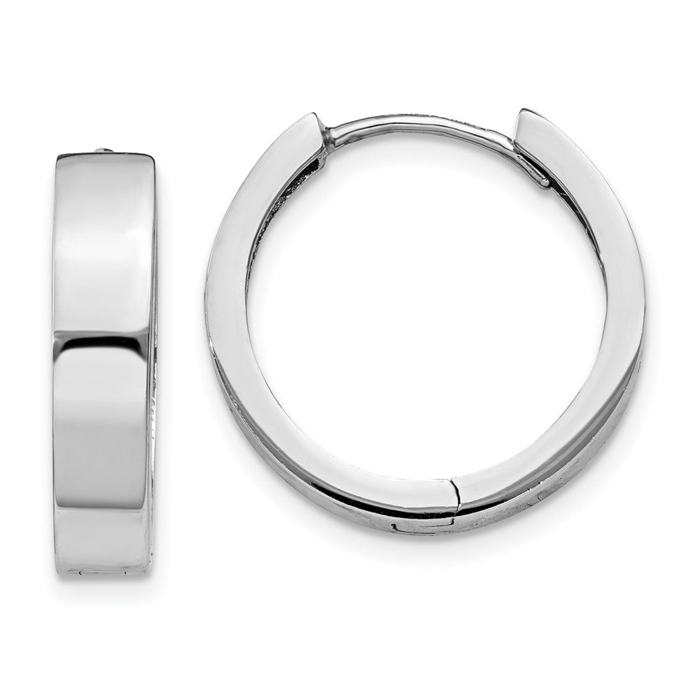 14k White Gold Round Hinged Earrings