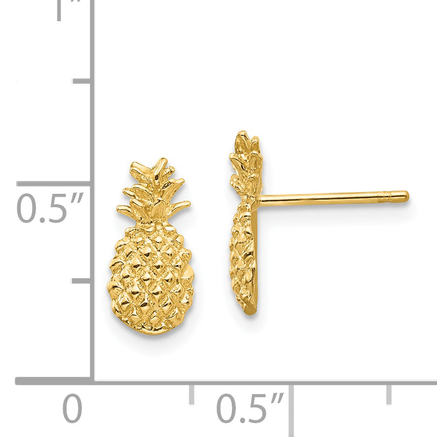 14K Polished and Textured Pineapple Post Earrings