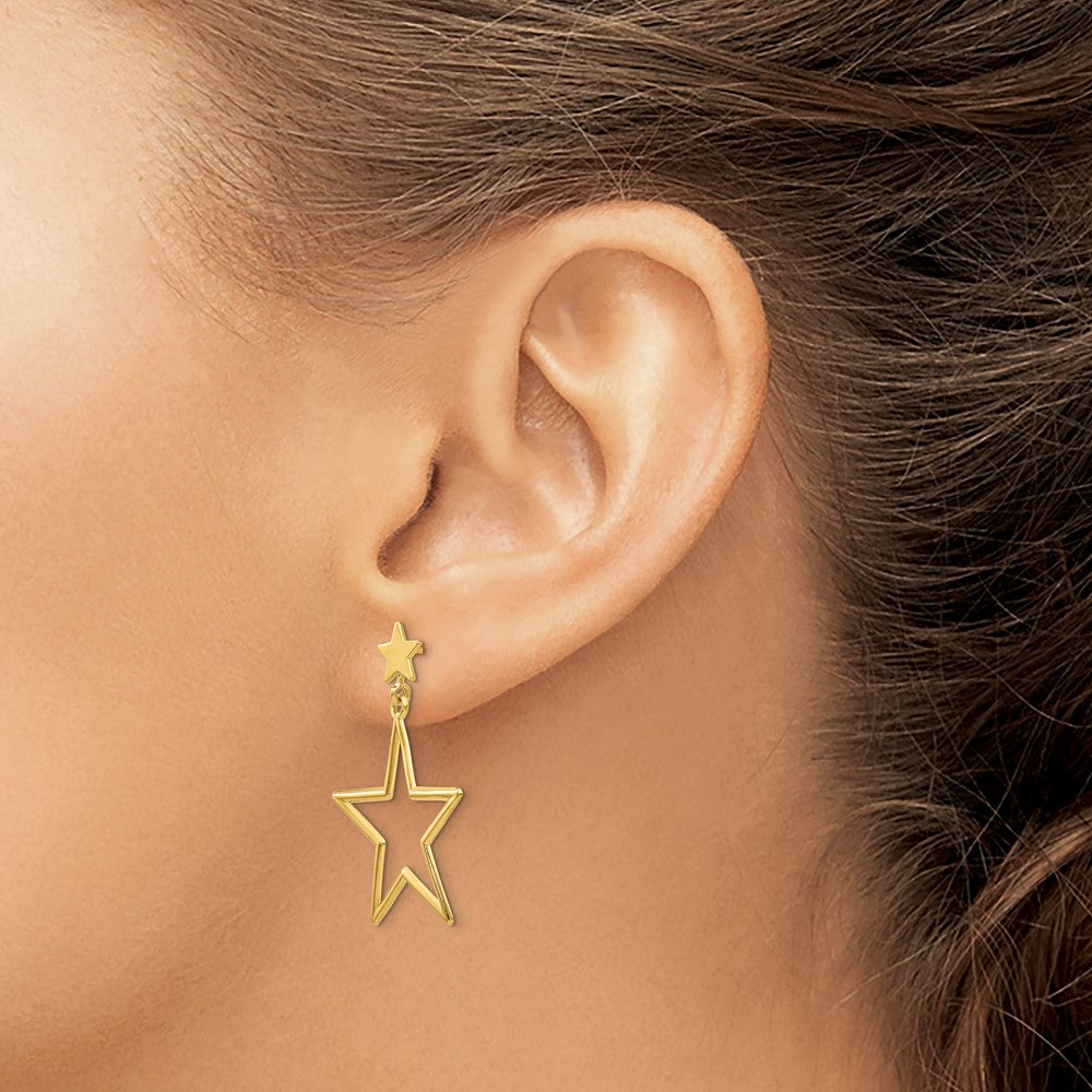 14k Star Dangle Post Earrings