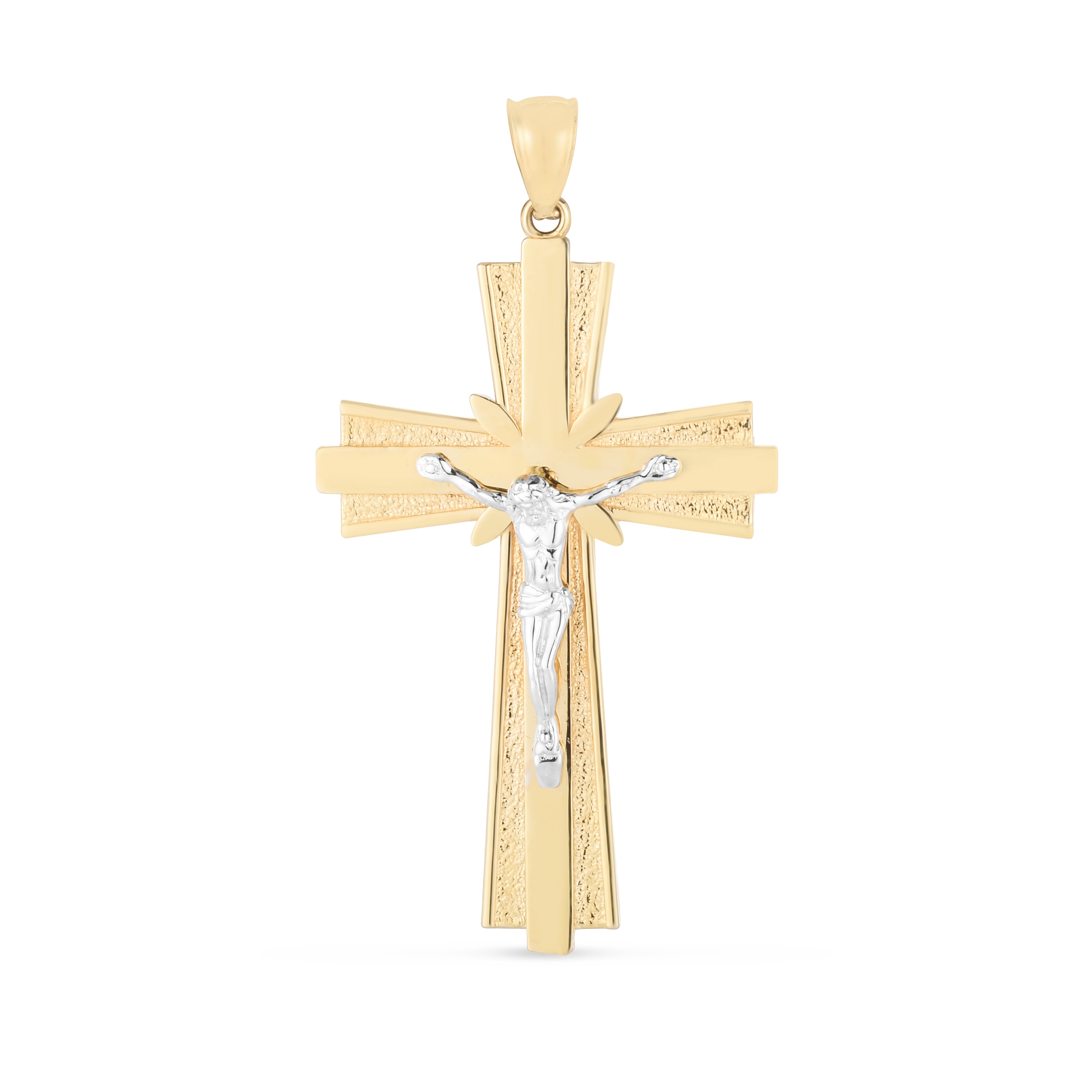 14K Two-Tone Diamond Cut Cross Pendant. Sold Indiividually. Pair It With Any Of Our Basic Chains.
