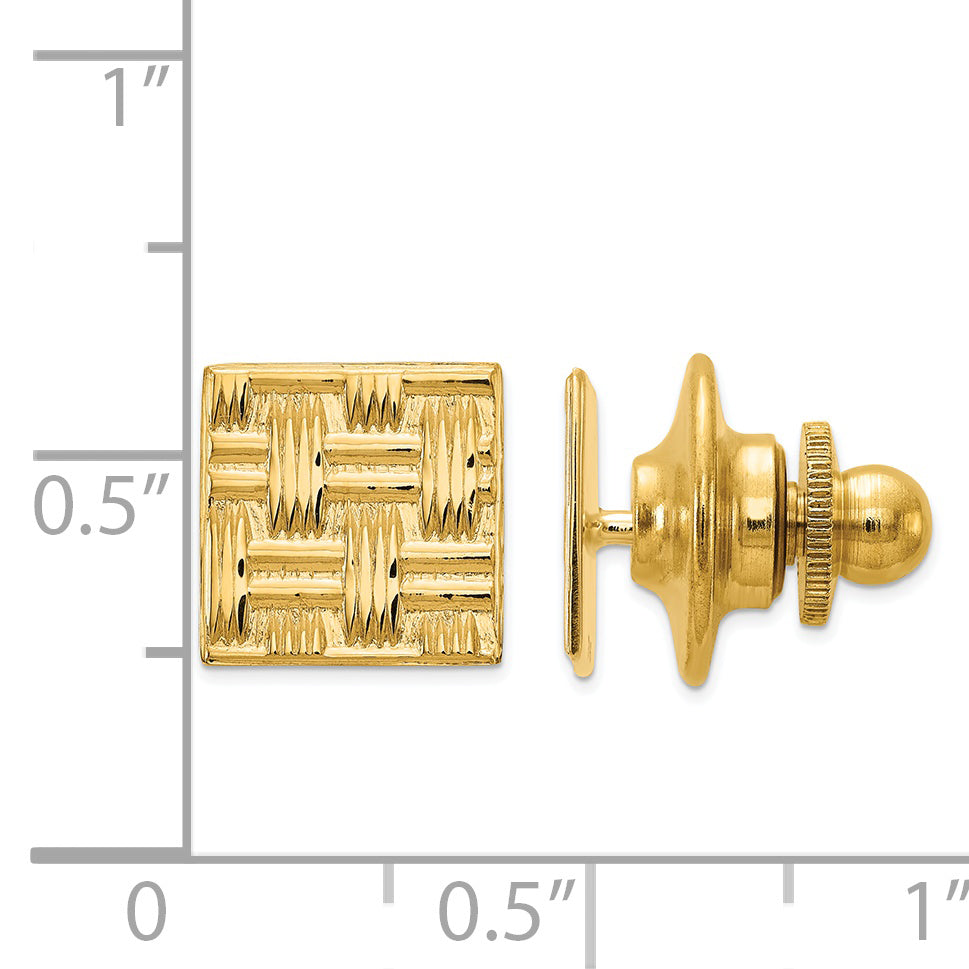 14K Men'S Square Basketweave Textured Tie Tac
