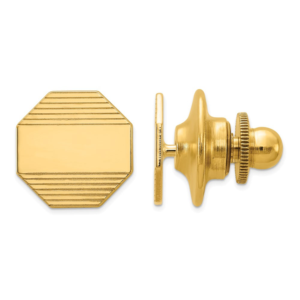 14k Men's Octagonal Grooved Tie Tac