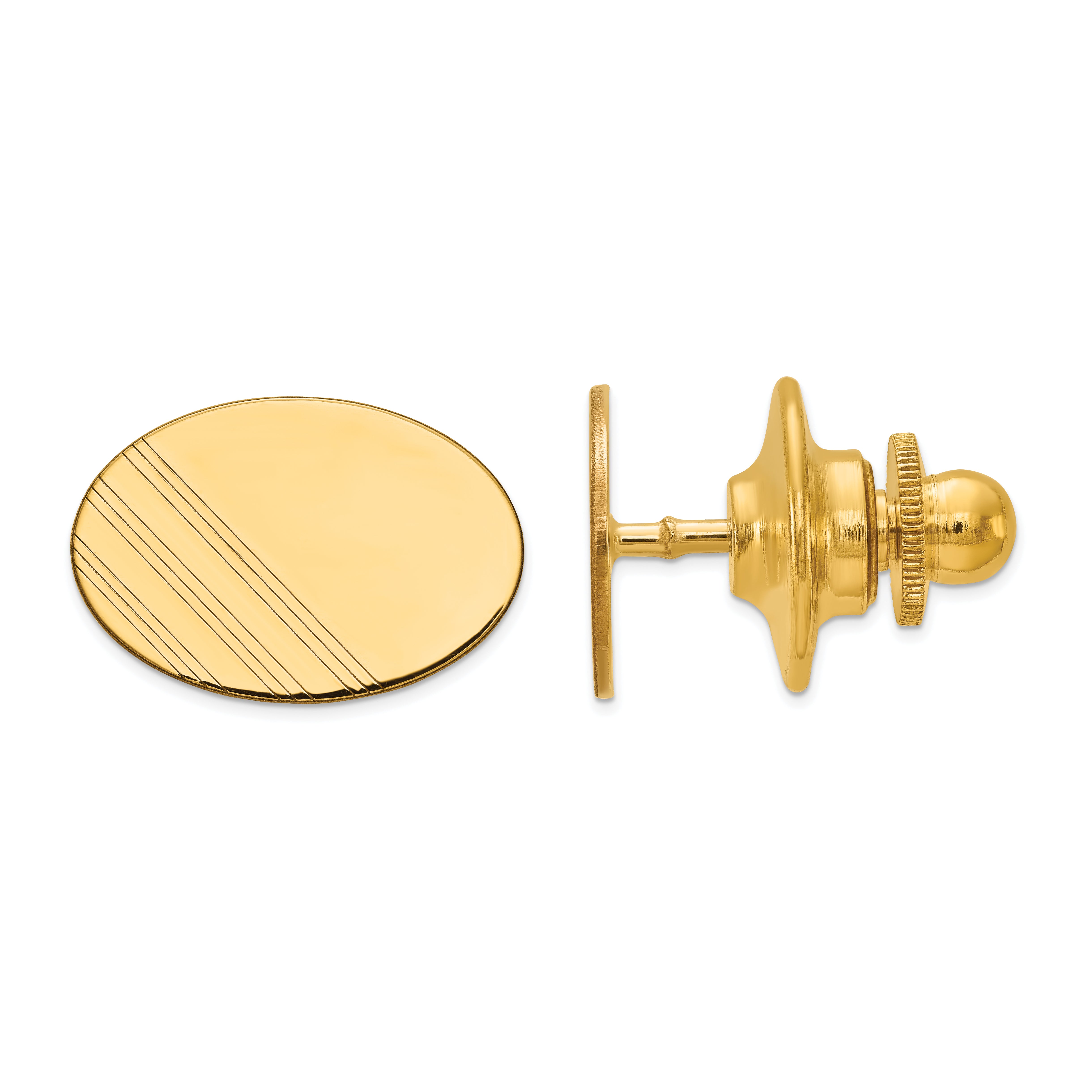 14K Men'S Oval W/Line Design Tie Tac