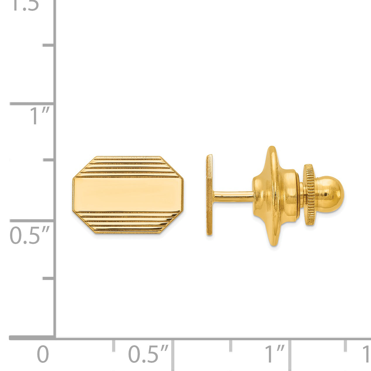 14K Men'S Rectangular Octagon W/Line Design Tie Tac