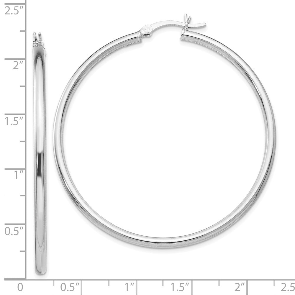 Sterling Silver Rhodium-plated Polished Hinged Hoop Earrings