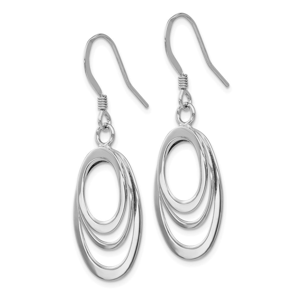 Sterling Silver Rhod-pltd  Polished Shepherd Hook Dangle Earrings