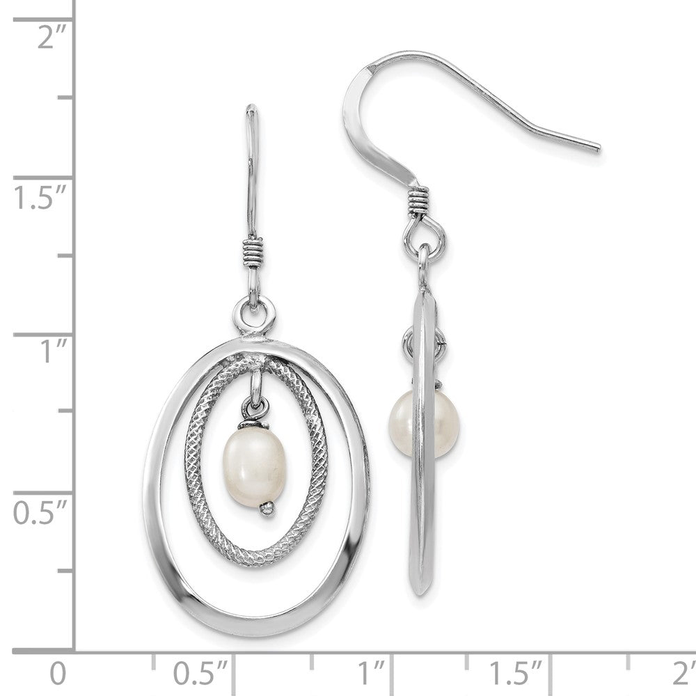 Sterling Silver Rhodium-plated FW Cultured Pearl Dangle Earrings