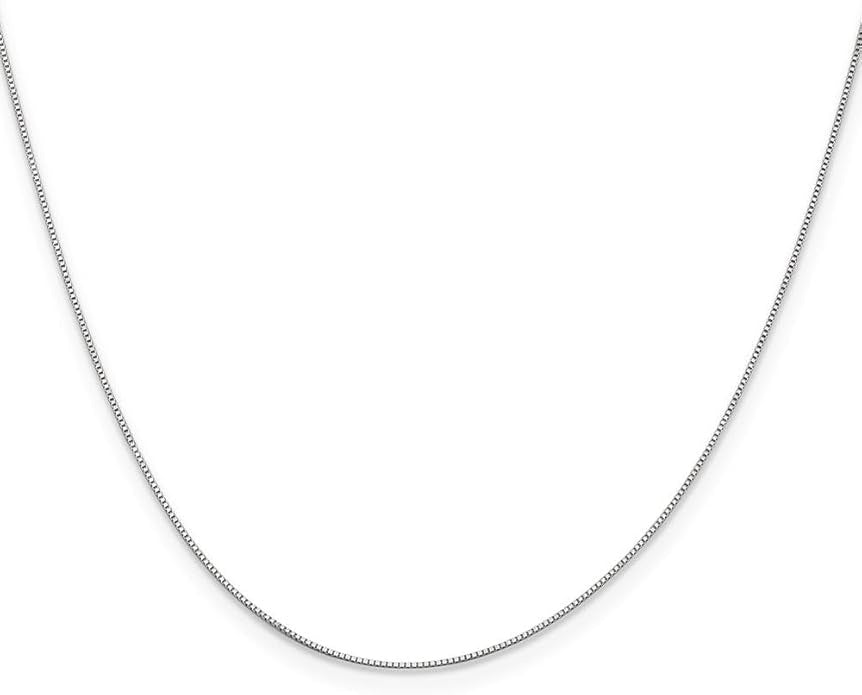 14KT Solid White Gold 1.0 MM Square Box Link Chain