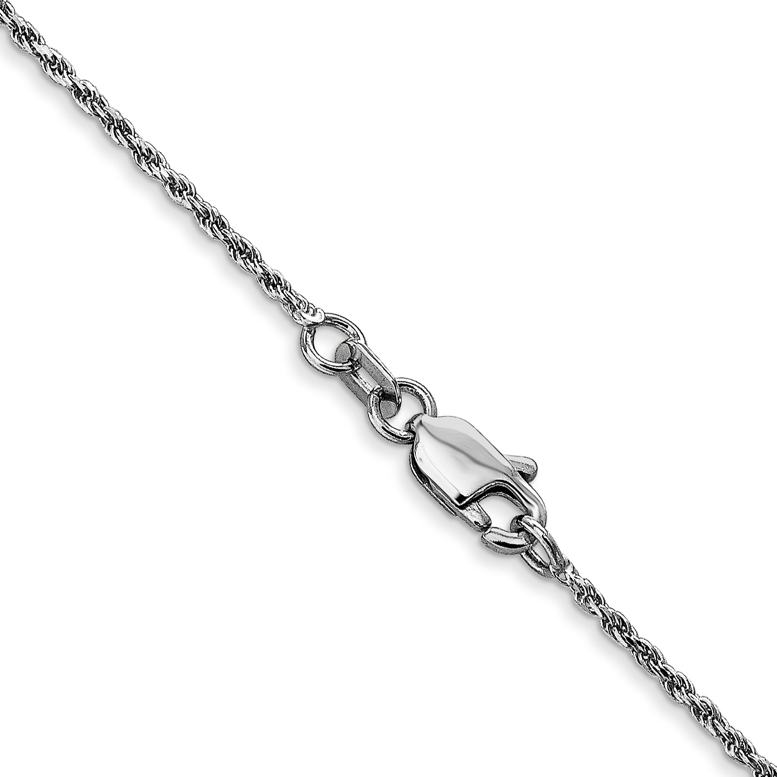 14K White Gold 16 inch 1.15mm Diamond-cut Machine Made Rope with Lobster Clasp Chain Chain