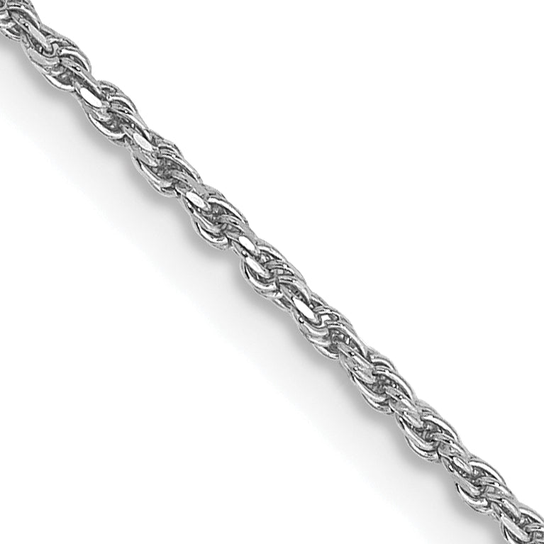 14K White Gold 14 Inch 1.15Mm Diamond-Cut Machine Made Rope With Lobster Clasp Chain Chain