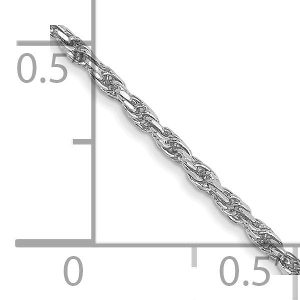 14K White Gold 30 Inch 1.3Mm Diamond-Cut Machine Made Rope With Lobster Clasp Chain Chain