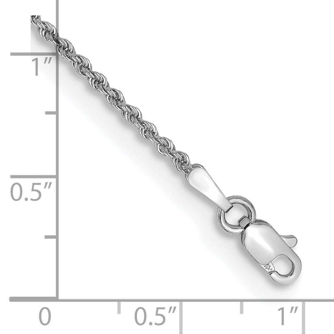 14K White Gold 7 Inch 1.5Mm Regular Rope With Lobster Clasp Chain