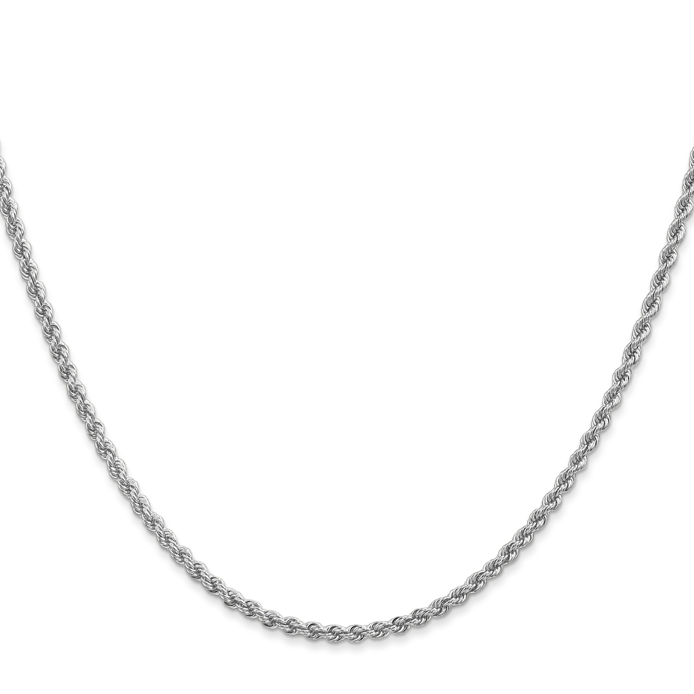 14K White Gold 24 Inch 2.25Mm Regular Rope With Lobster Clasp Chain