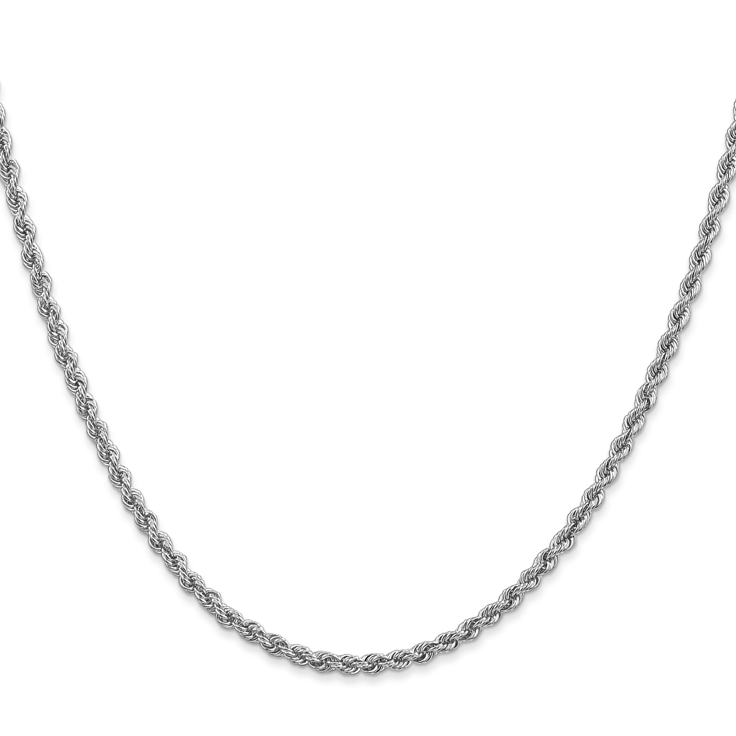14K White Gold 20 Inch 2.5Mm Regular Rope With Lobster Clasp Chain