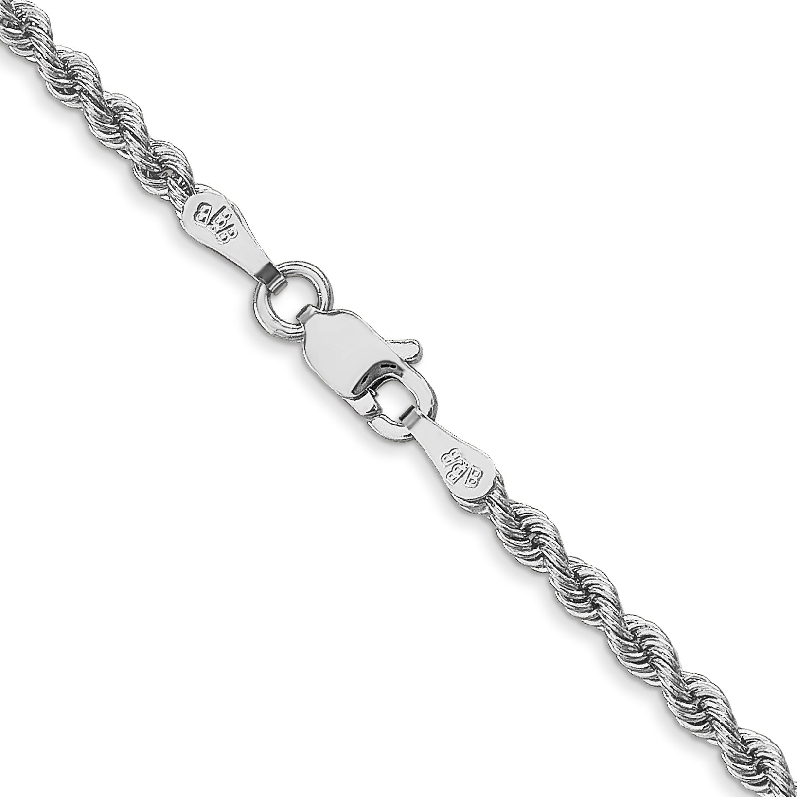 14K White Gold 24 Inch 2.5Mm Regular Rope With Lobster Clasp Chain