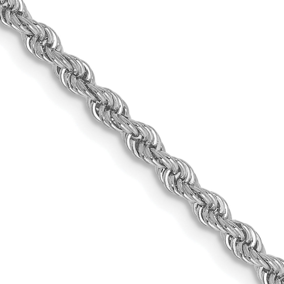 14K White Gold 24 Inch 2.5Mm Regular Rope With Lobster Clasp Chain