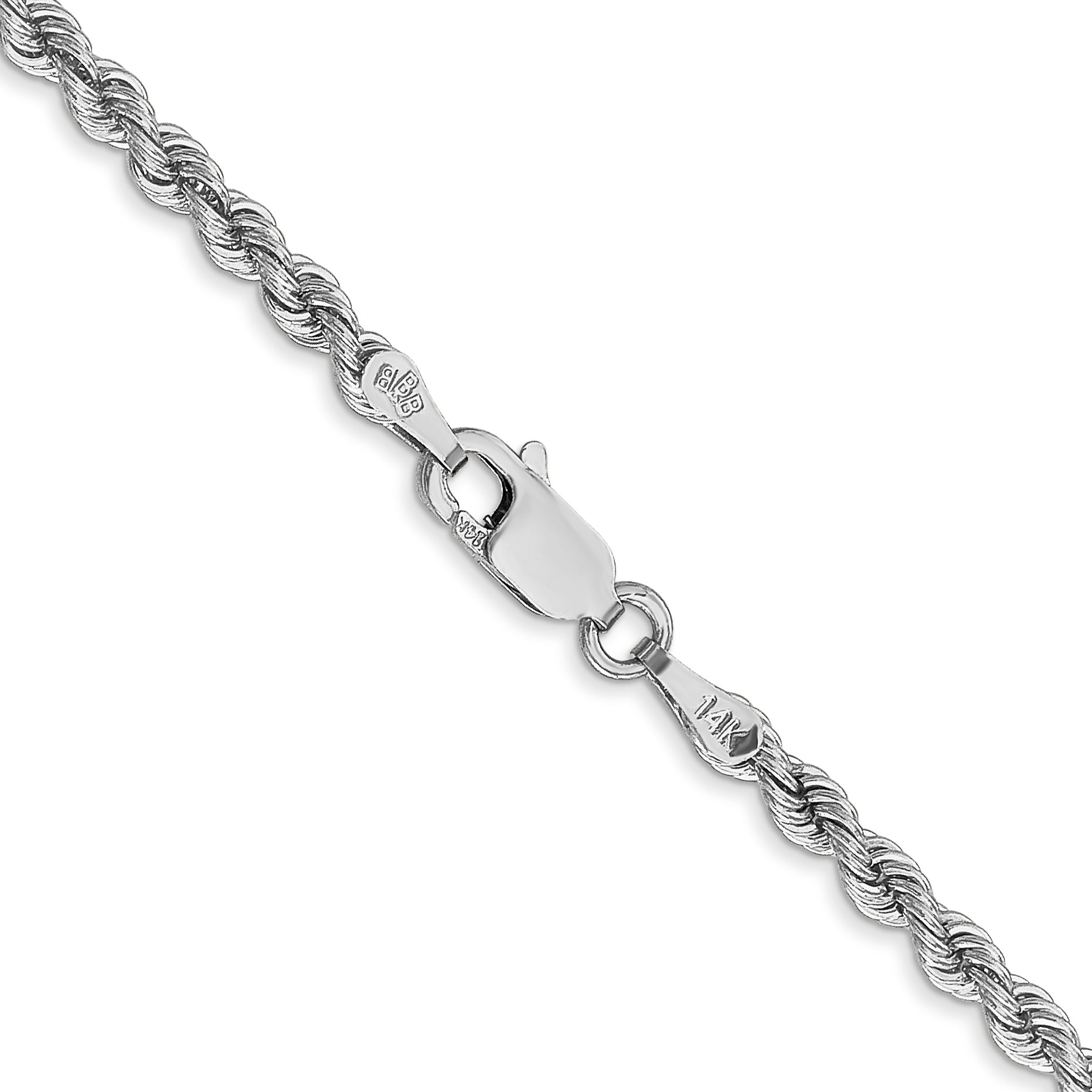 14K White Gold 30 Inch 2.75Mm Regular Rope With Lobster Clasp Chain