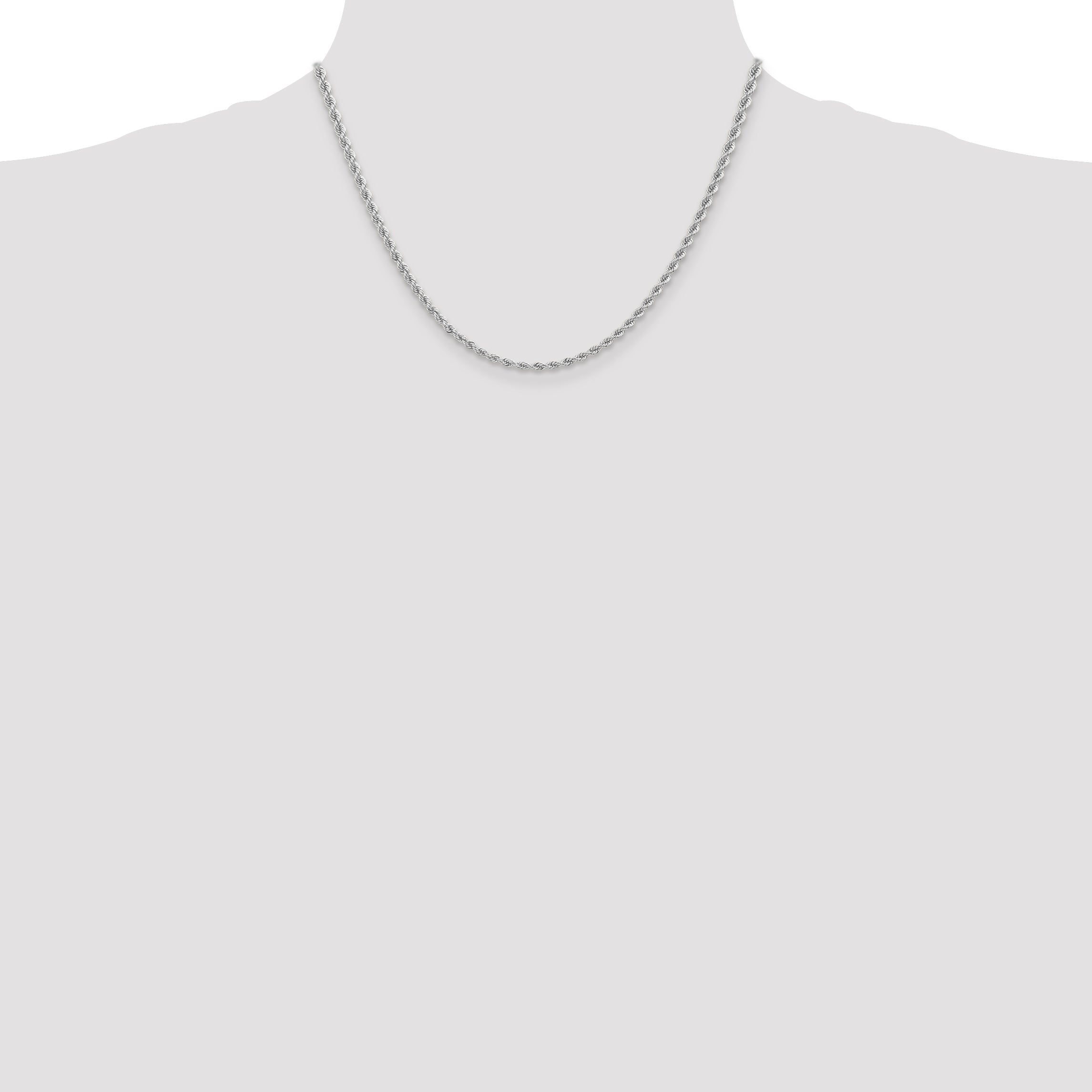 14K White Gold 18 Inch 2.75Mm Regular Rope With Lobster Clasp Chain