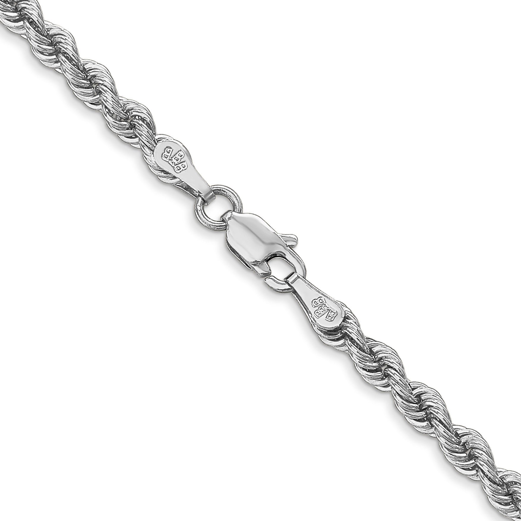 14K White Gold 30 Inch 3Mm Regular Rope With Lobster Clasp Chain