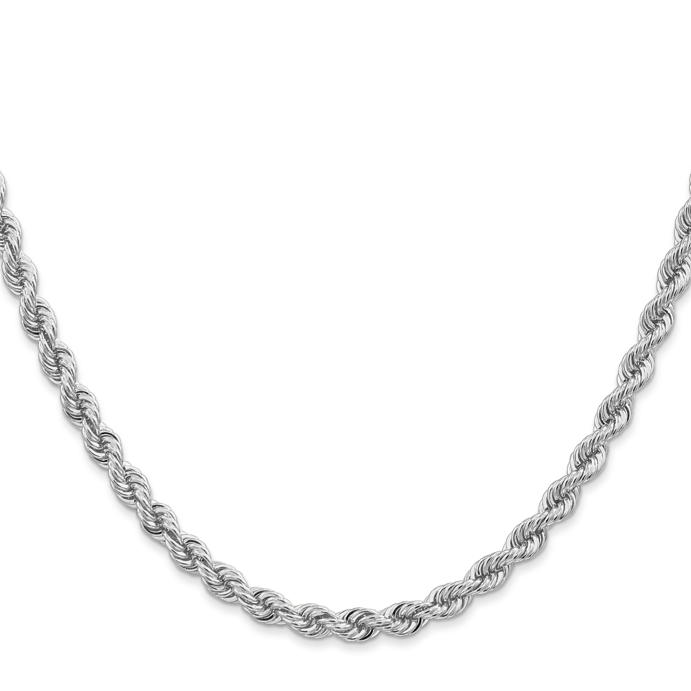 14K White Gold 22 Inch 4Mm Regular Rope With Lobster Clasp Chain