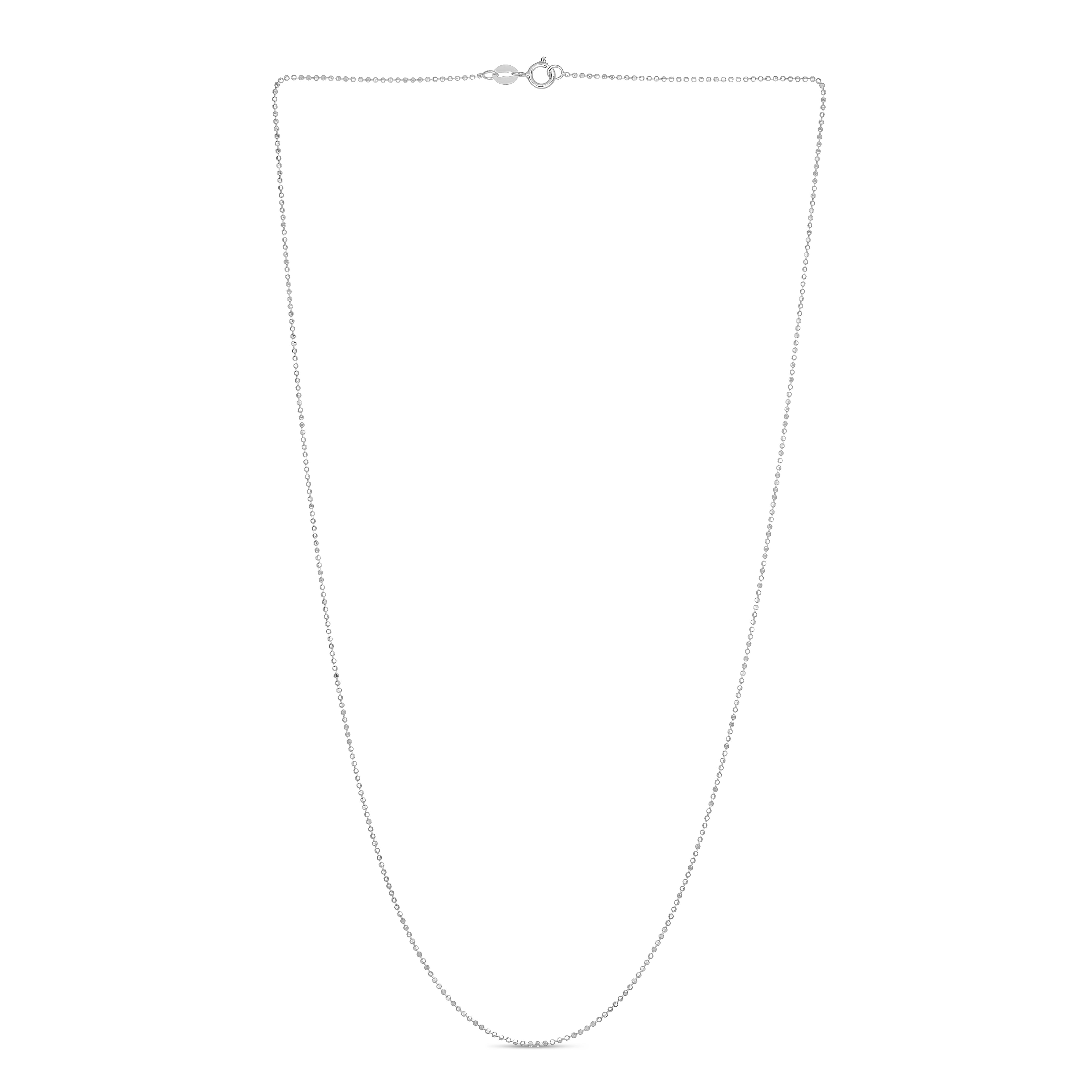 14K White Gold 0.9mm Diamond Cut Bead 20" Chain with Spring Ring Clasp