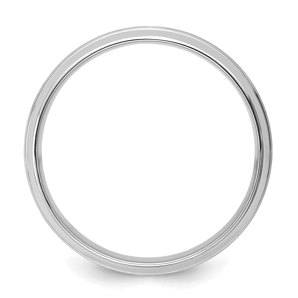 14k White Gold 6mm Standard Weight Comfort Fit Brushed Satin Line Edge Wedding Band Size 7.5