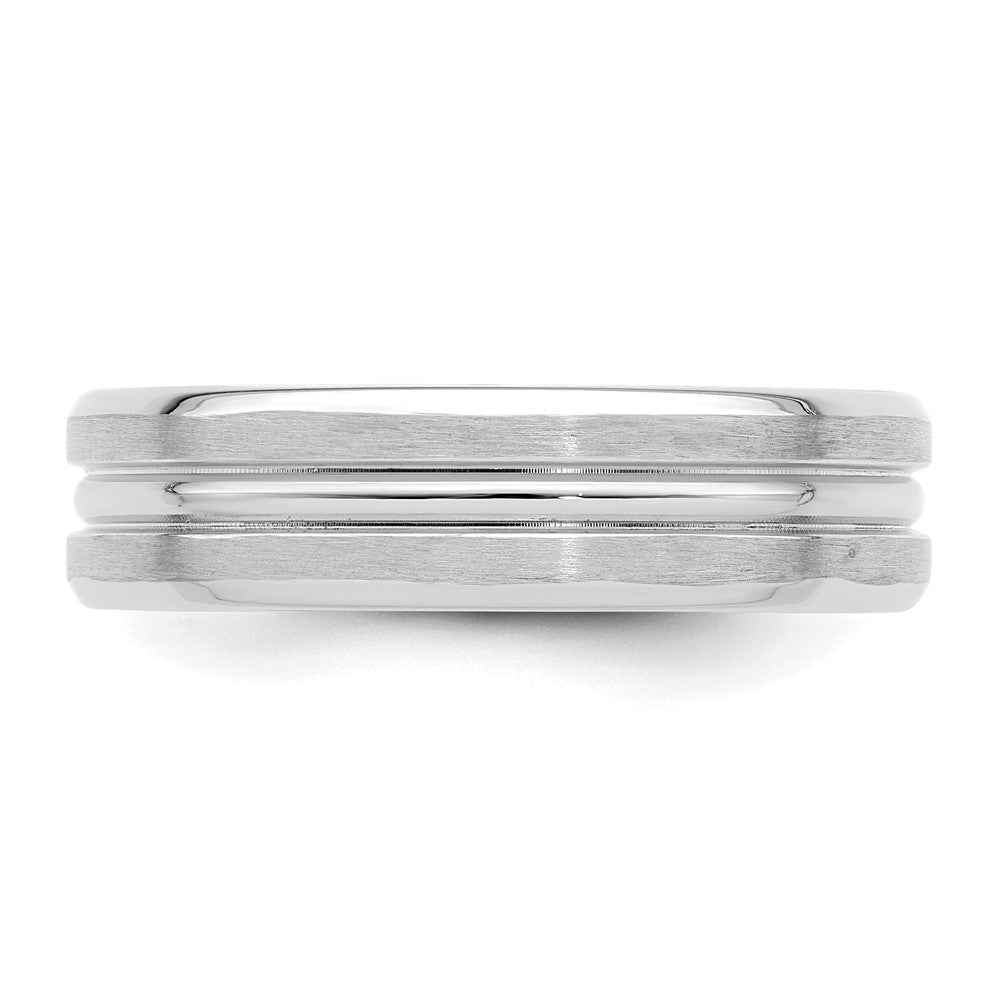 14k White Gold 6mm Heavyweight Comfort Fit Brushed Satin with Center Groove Wedding Band Size 8