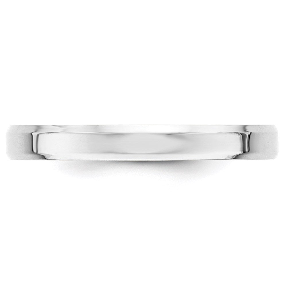 14k White Gold 3mm Beveled Edge Comfort Fit Wedding Band Size 9.5